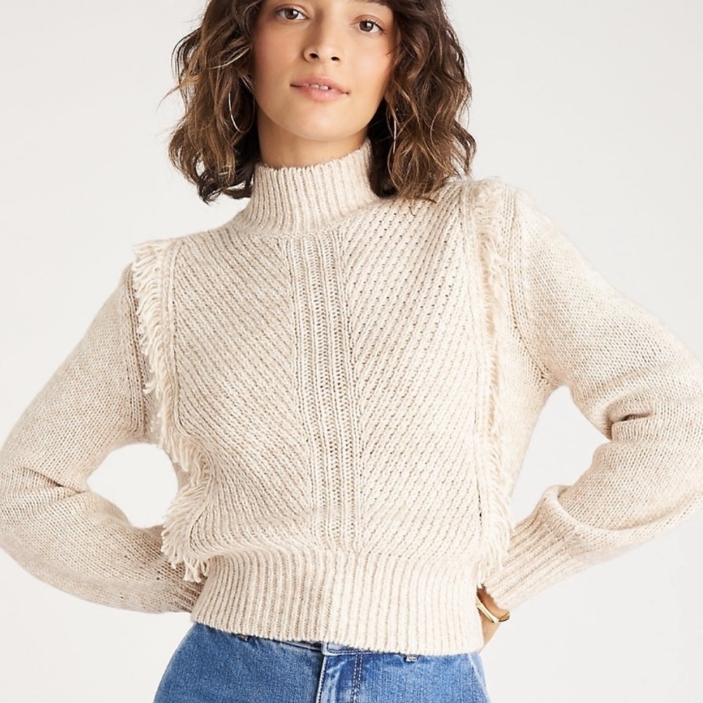 Ann Taylor Fringe Ribbed Sweater